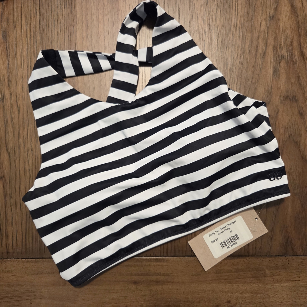 Black and White Striped Women's Top